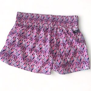 Simply Southern Women's High Waisted Shorts Pink Purple Paisley XXL